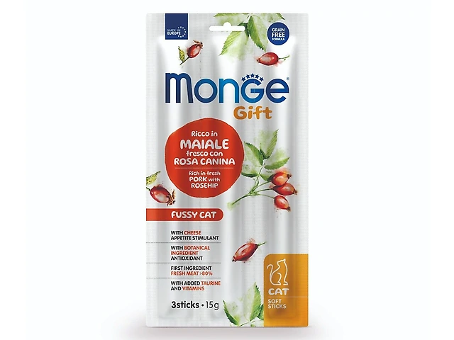 MONGEGIFTC SOFTST FUSSY свинина з шипшиною і сиром ласощi для котів
