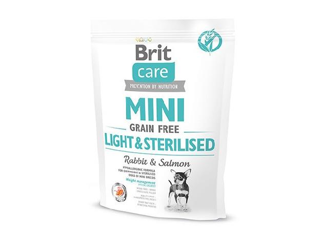 Brit Care Grain-Free Mini Light&Sterilised Rabbit&Salmon / беззерновий, контроль ваги для стерилізованих дорослих собак дрібних порід, Brit Care Grain-Free Mini Light&Sterilised Rabbit&Salmon / беззерновий, контроль ваги для стерилізованих дорослих собак дрібних порід, 0,4кг