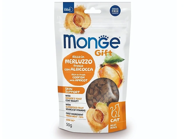 MONGEGIFTC  MEATMIN SKIN тріска з абрикосами ласощi для котів