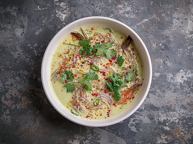 Севиче з аргентинської креветки з перцем чілі та соусом з селери