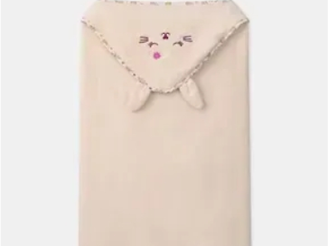 Банний рушник з капюшоном персиковий з вушками+квіткова окантовка Sergent Major