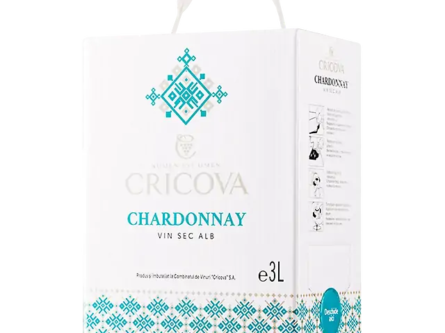 Вино Cricova Chardonnay Bag in box біле сухе 3 л 12,5%