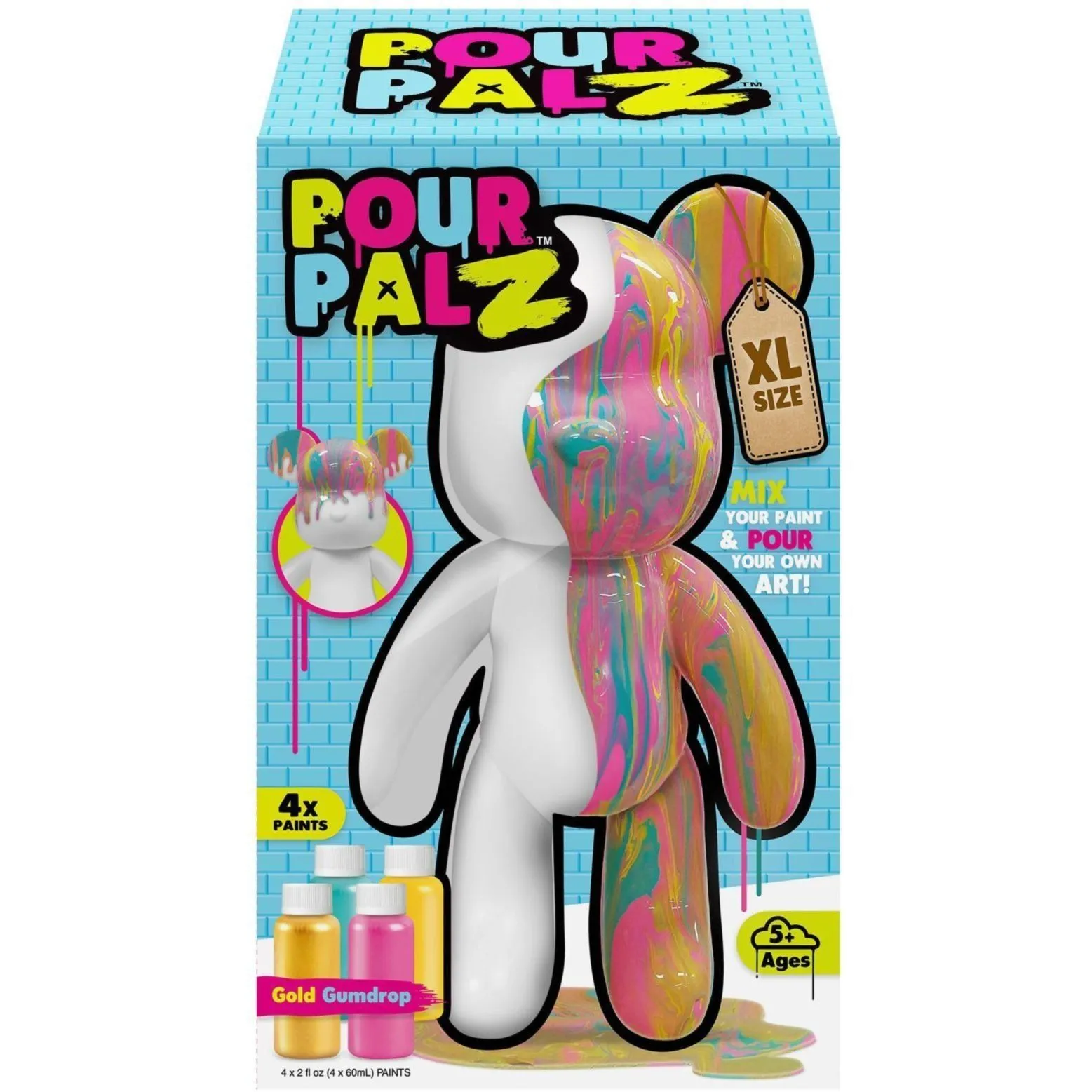 Pour Palz Набір для творчості Флюїд Арт - Ведмедик XL "Яскравий Мармелад"