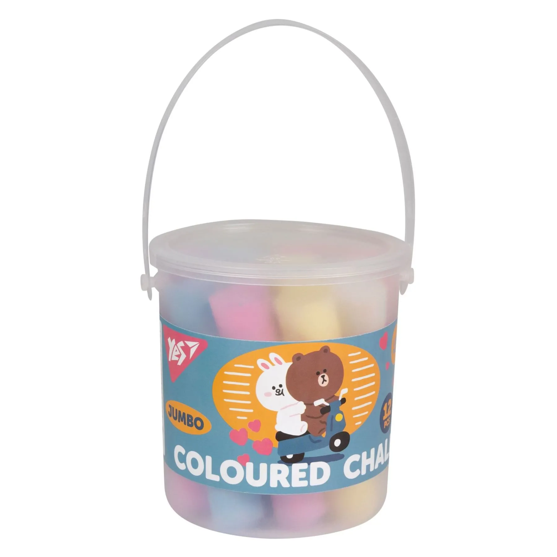 Крейда кольорова Yes &quot;Line Friends&quot; 12 шт, JUMBO в відрі