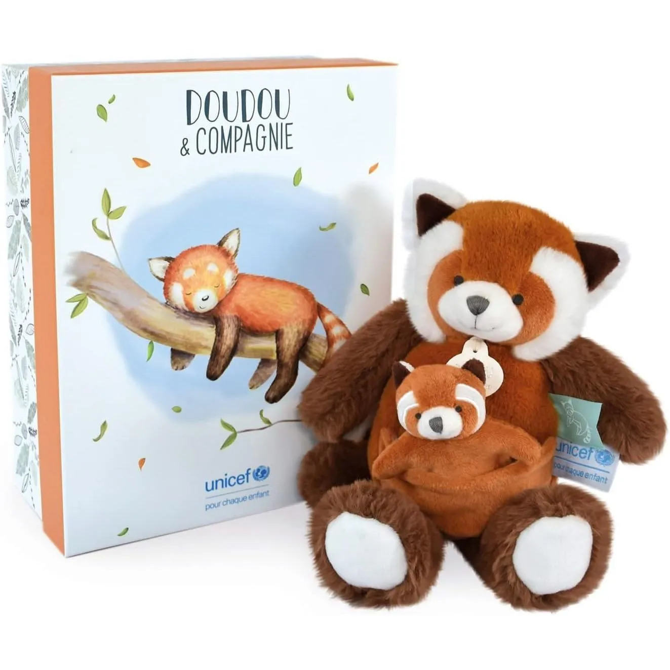 М&#039;яка іграшка Doudou Панда ROUX з малюком, колекція Bio, у коробці, DC3985