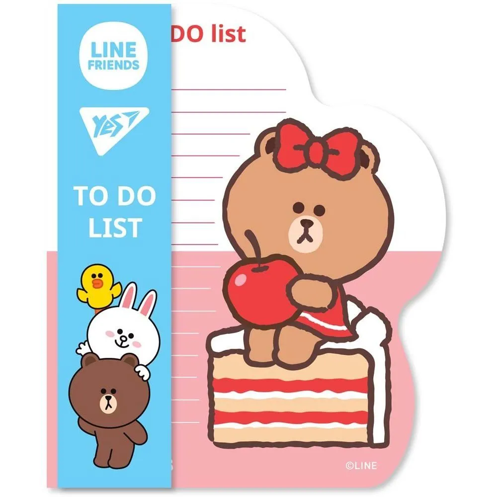 Папір для нотаток YES To Do Line Friends girl планшет з магнітом, блок 52 аркуша