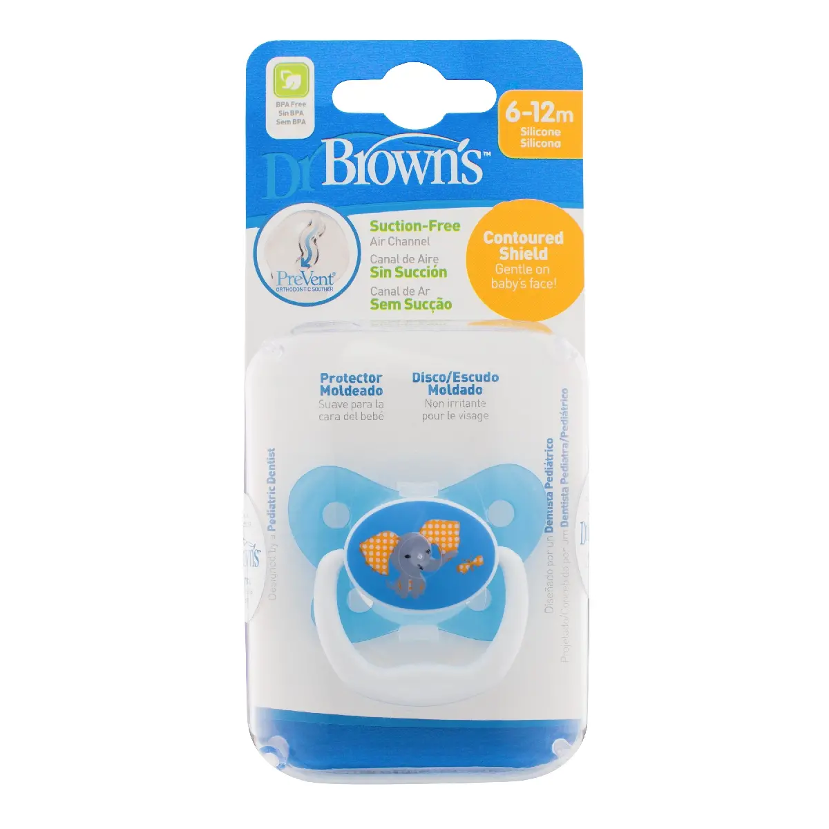 Пустышка Dr.Brown's PreVent [Бабочкаk, 612 мес., 1 шт. в упаковке, 1 крышечка, цвет голубой
