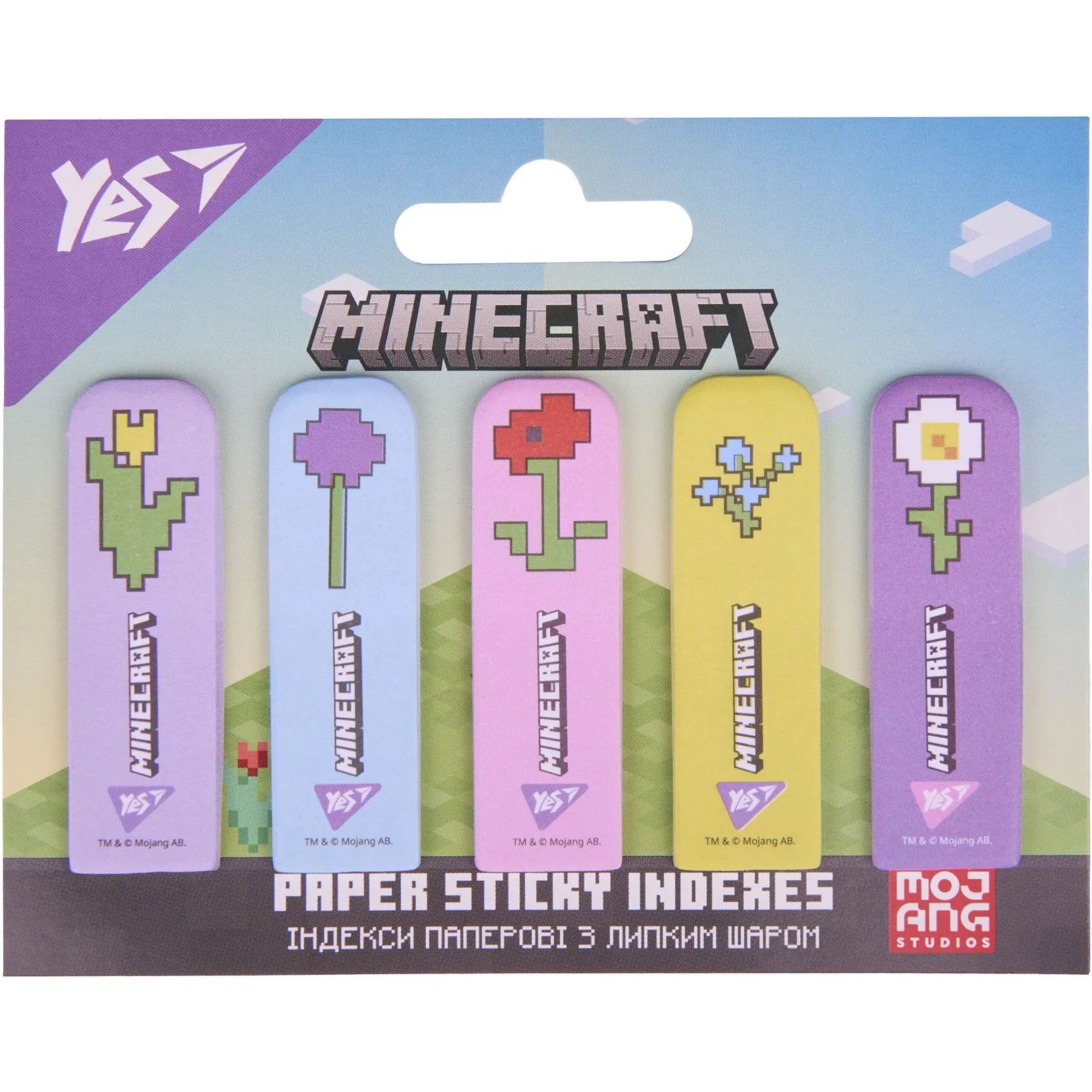 Індекси паперові Yes &quot;Minecraft.Spring&quot;, 55*22мм, 100 шт (5x20)