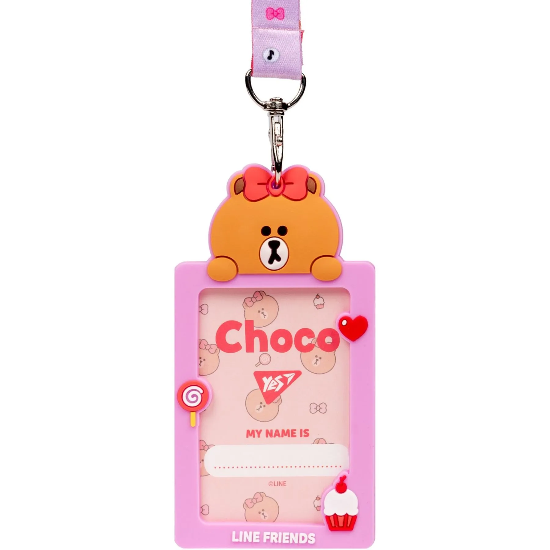 Бейдж силіконовий на стрічці YES &quot;Line Friends. Choco&quot;