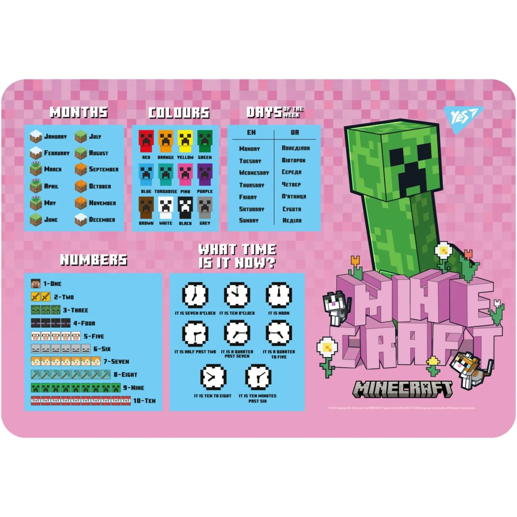 Підкладка пластикова для столу Yes &quot;Minecraft.Spring&quot; табл. Англ.
