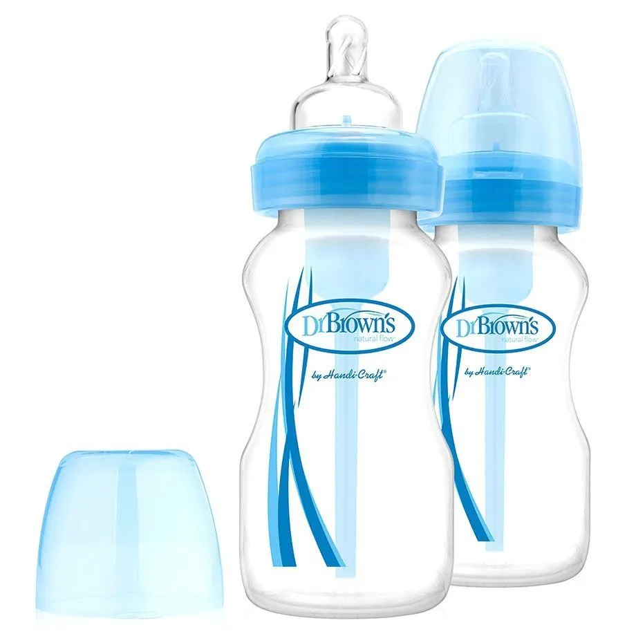 Детская бутылочка для кормления Dr.Brown&#039;s с широким горлышком, 270 мл, 2 шт. в упаковке цвет голубой