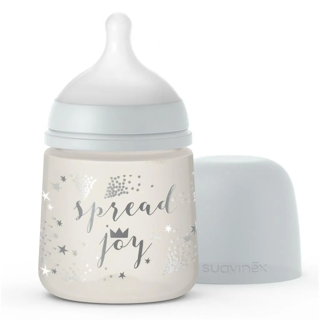 Пляшечка &quot;Чарівні історії&quot; 150 мл (фізіологічна соска, повільний потік), срібна корона, Suavinex