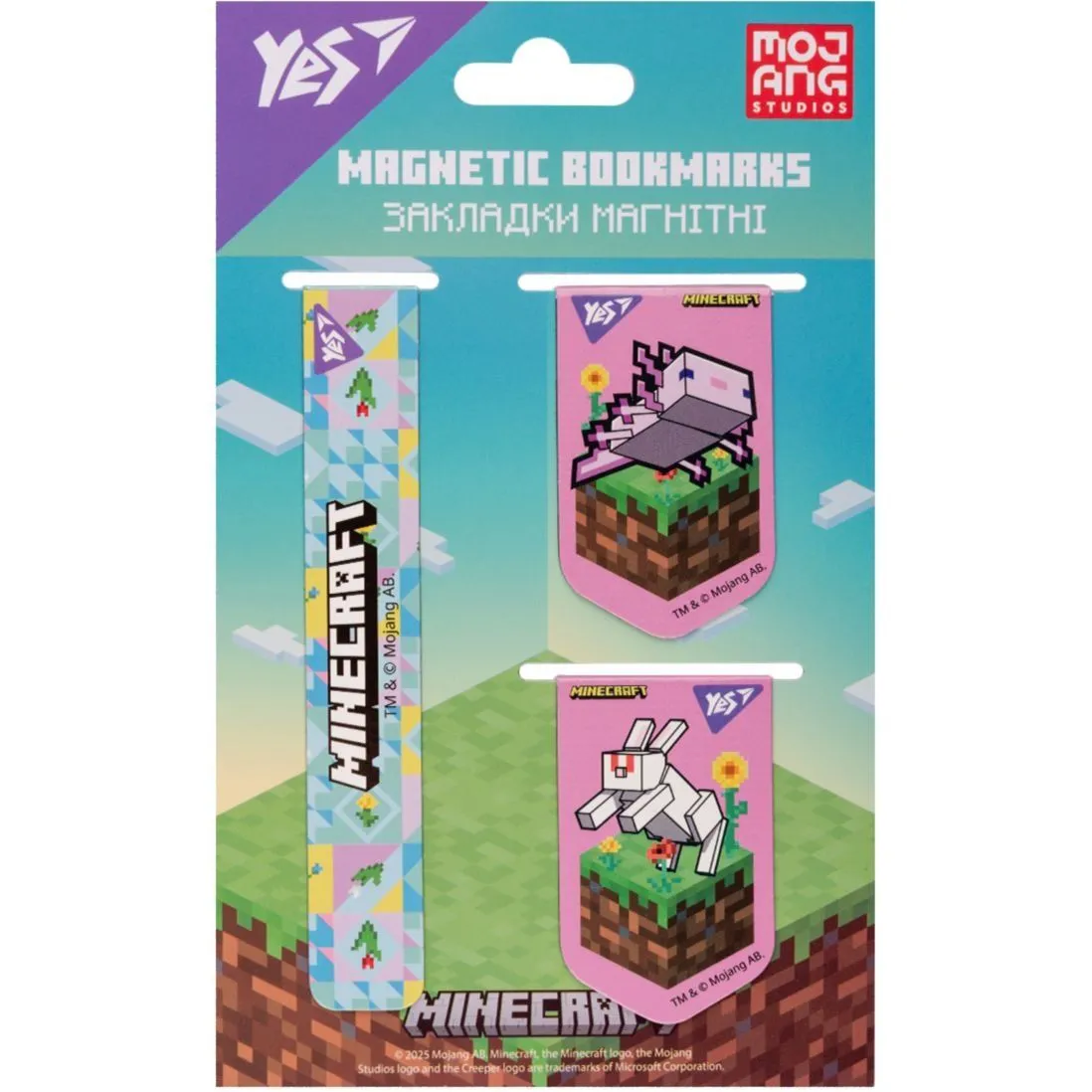 Закладки магнітні Yes &quot;Minecraft.Spring&quot;, 3 шт.