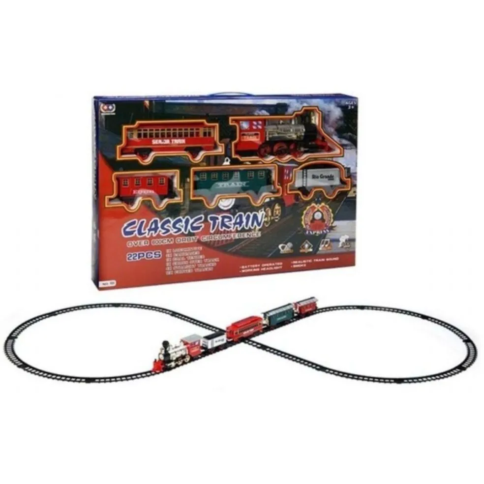 Іграшка електричний "Залізничний потяг" класичний (дим, світло,звук)