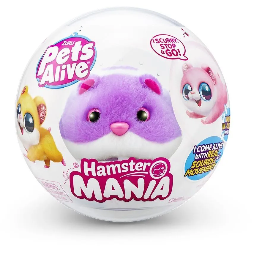 Інтерактивна м&#039;яка іграшка PETS ALIVE S1  КУМЕДНИЙ ХОМЯЧОК (фіолетовий)