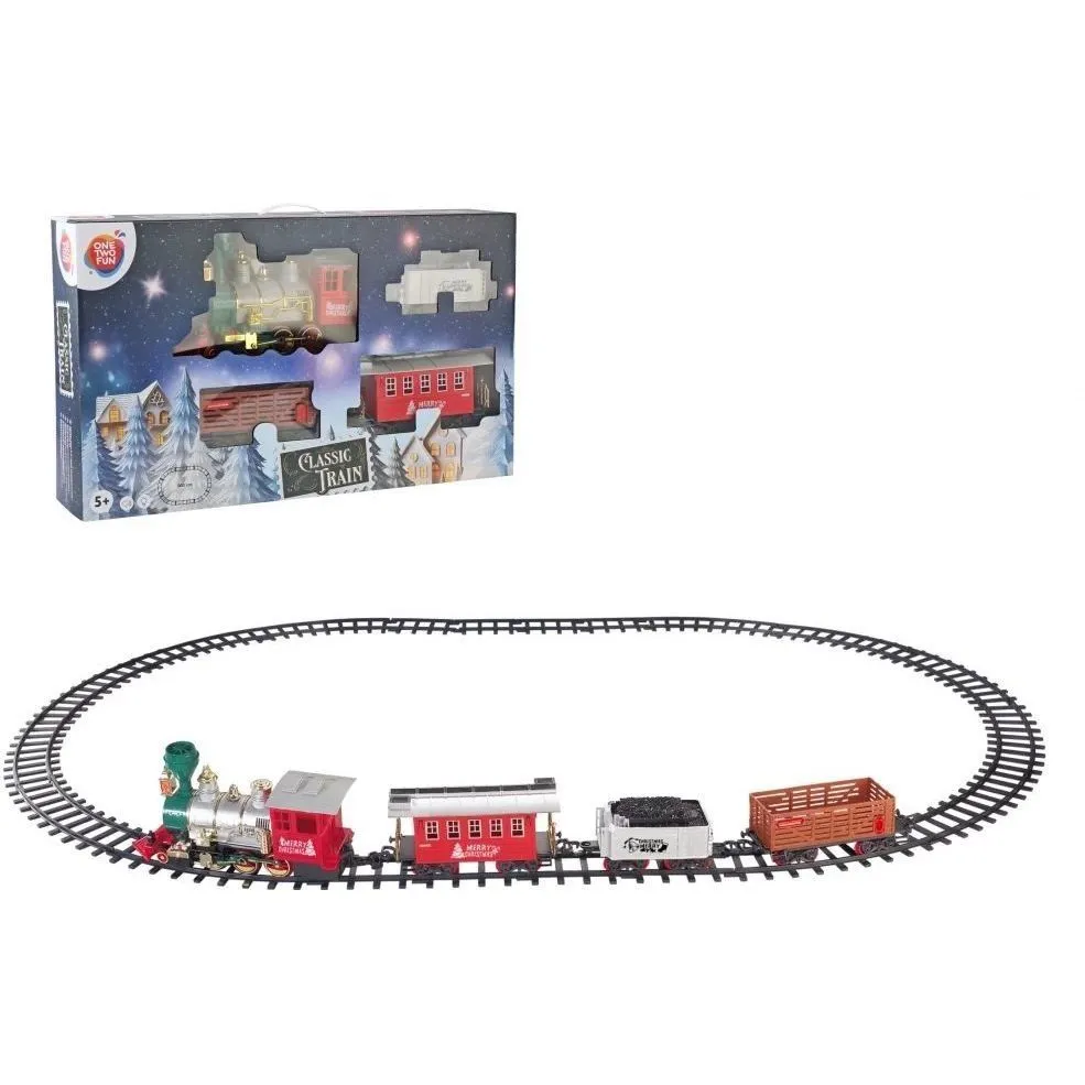 Іграшка  "Електричний Залізничний потяг" Різдвяний з димом