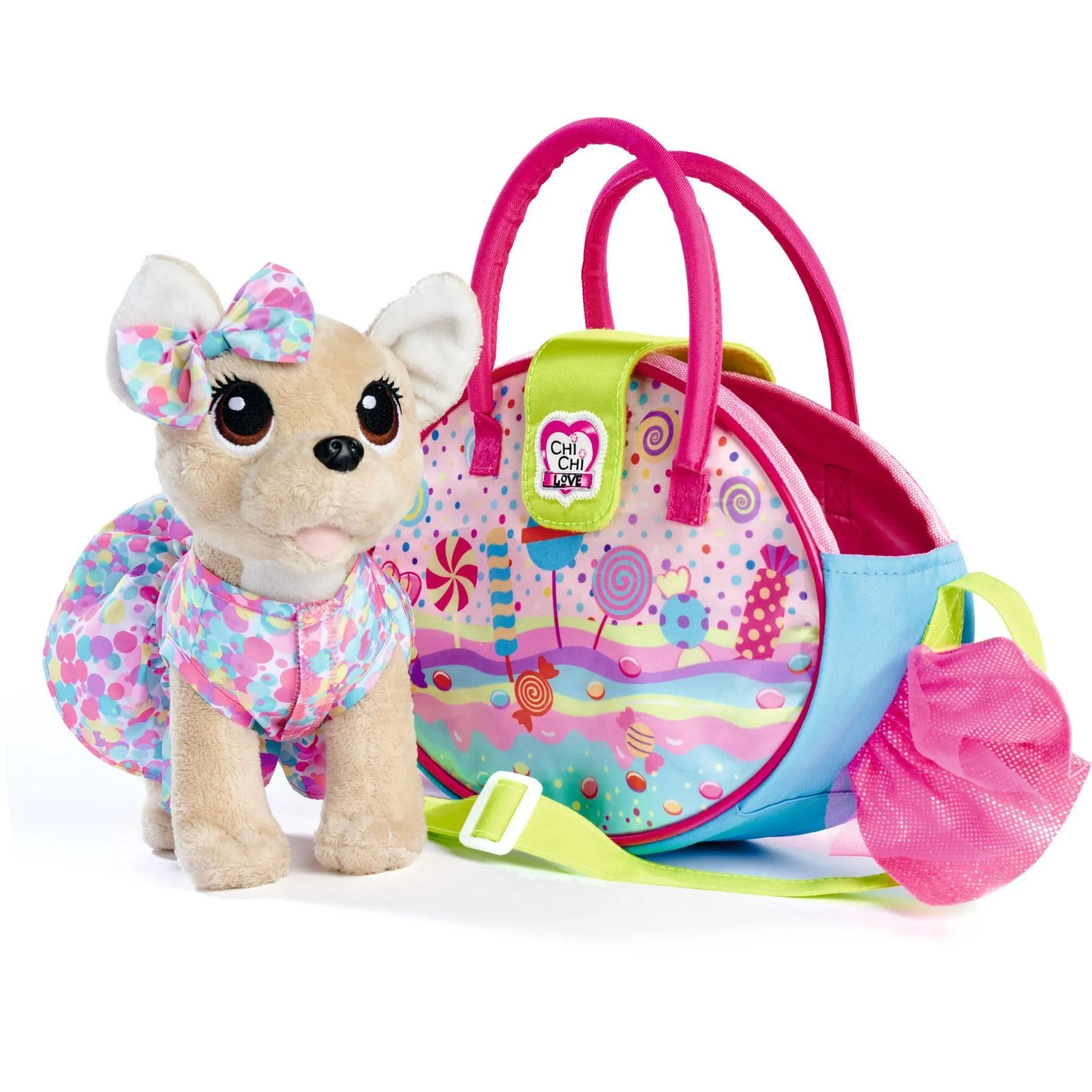 Собачка CCL &quot;Чіхуахуа Фешн. Солодка цукерка&quot; з сумочкою та брелком-сюрпризом, 20 см, 5+