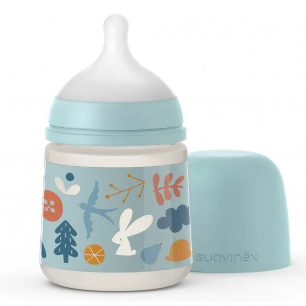 Пляшечка &quot;Лісові історії&quot; 150 мл (фізіологічна соска, повільний потік), блакитна, Suavinex