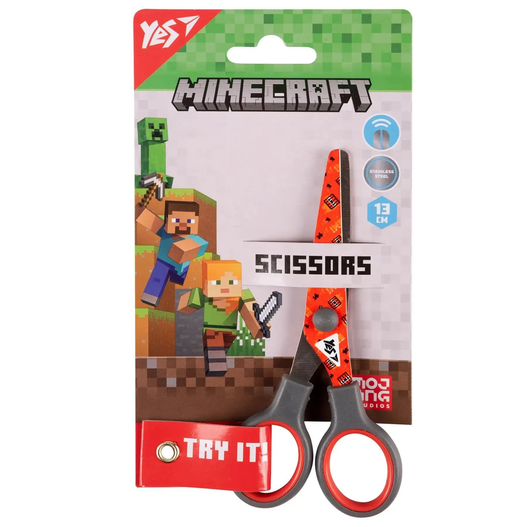 Ножиці Yes "Minecraft" 13см, з принтом на лезі, червоні