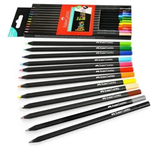 116412 Олівці кольорові  Black Edition colour pencils 12 кольорів тригранні чорне дерево Faber-Castell