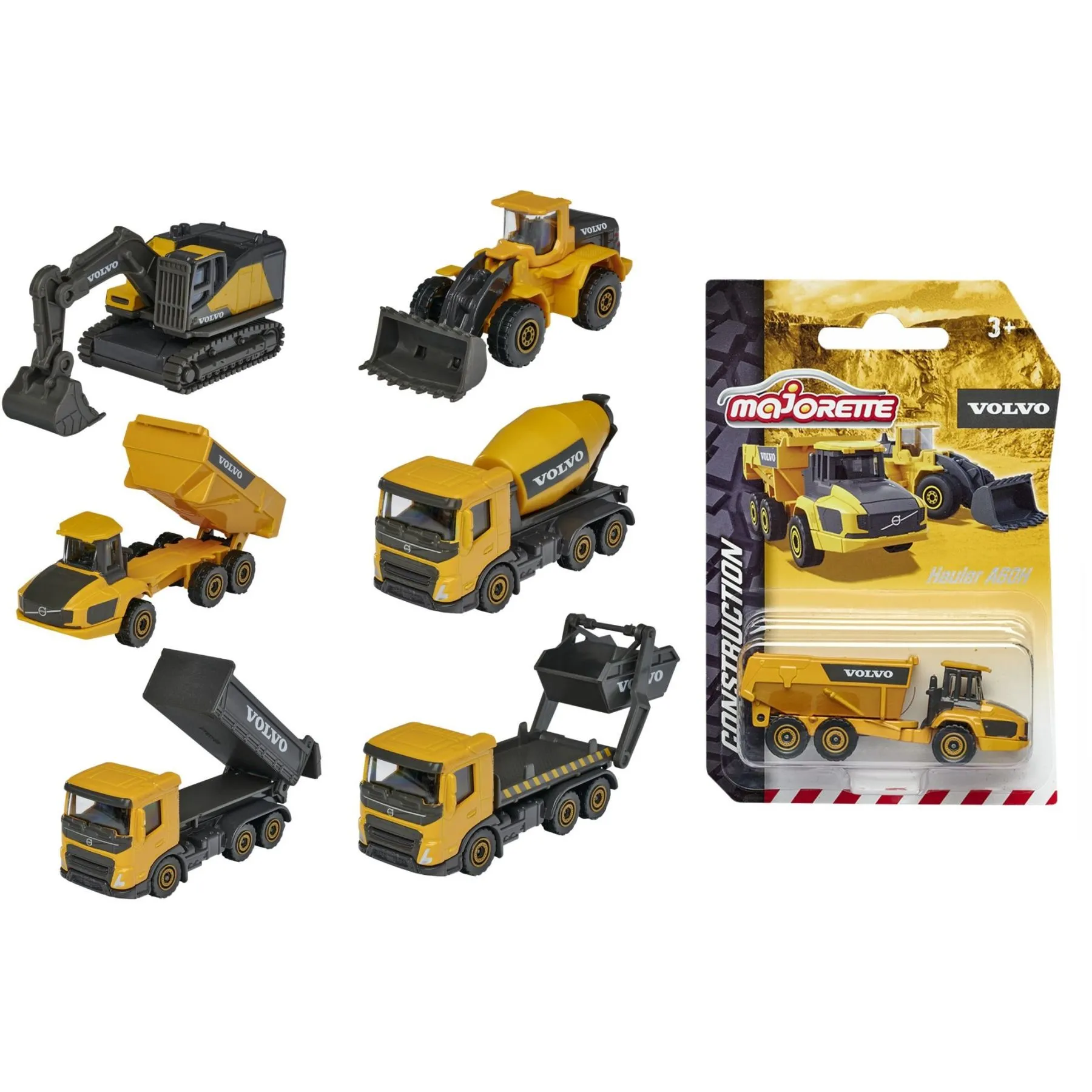 Машинка металева Majorette "Вольво. Будівельна техніка", 7,5 см, 6 видів, 3+