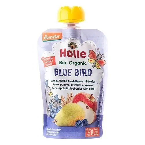 Пюре органічне "Blue Bird" з грушею, яблуком, чорницею та вівсом з 6 місяців 100 г, Holle