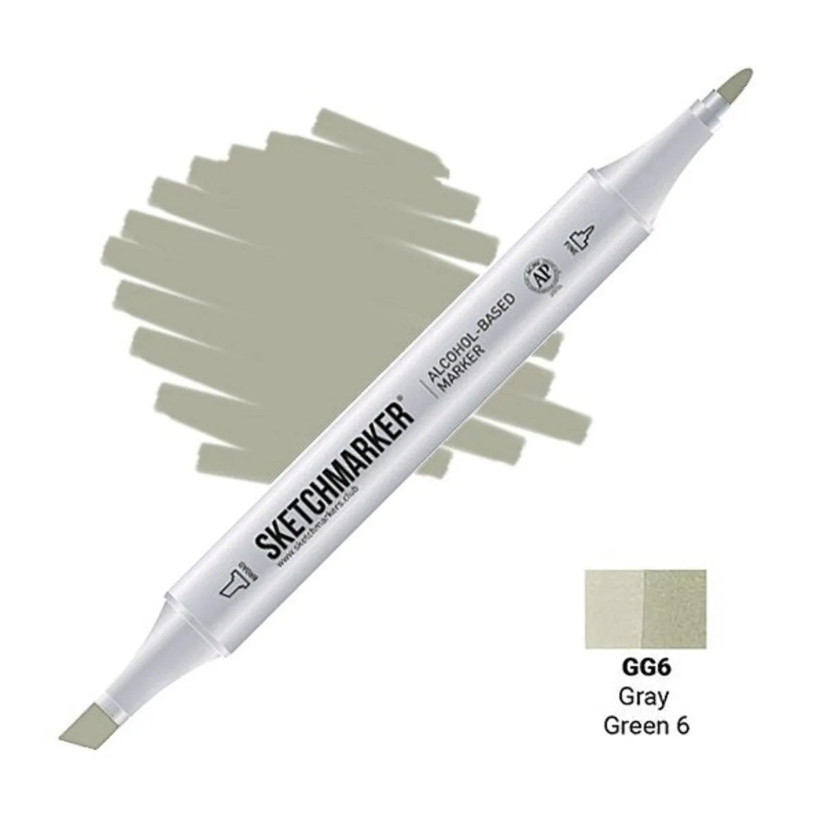 Маркер #cdcab6, Цвет маркера: Gray Green 6 (Серо-зелёный 6), SM-GG06, SKETCHMARKER), SM