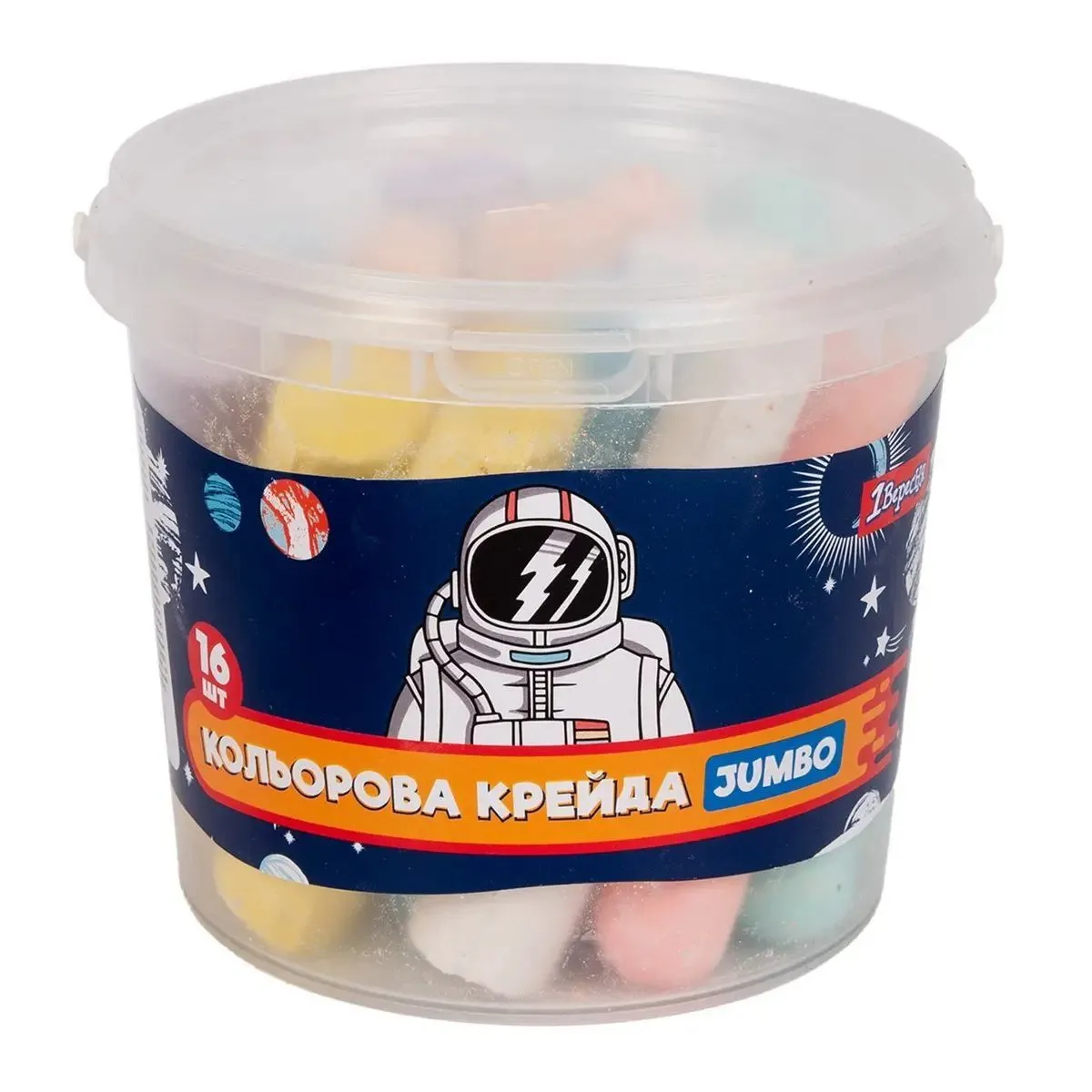 Крейда кольорова 1Вересня &quot;Space&quot; у відрі JUMBO, 16 шт.