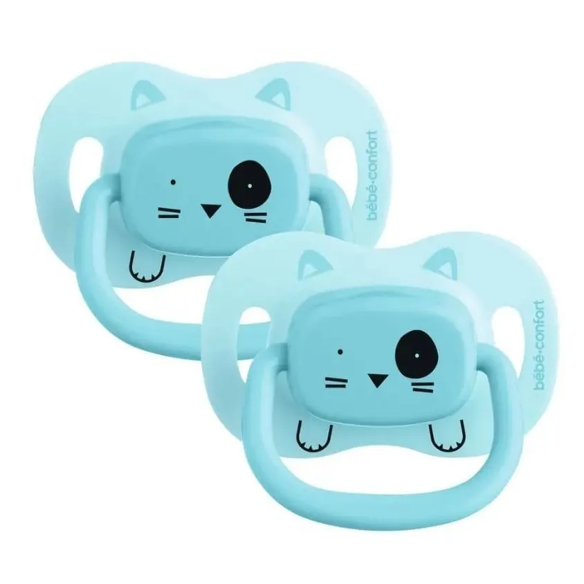 Пустушка силіконова з поворотною базою BEBE CONFORT 2 шт 18/36 Minimalistic Animals синя