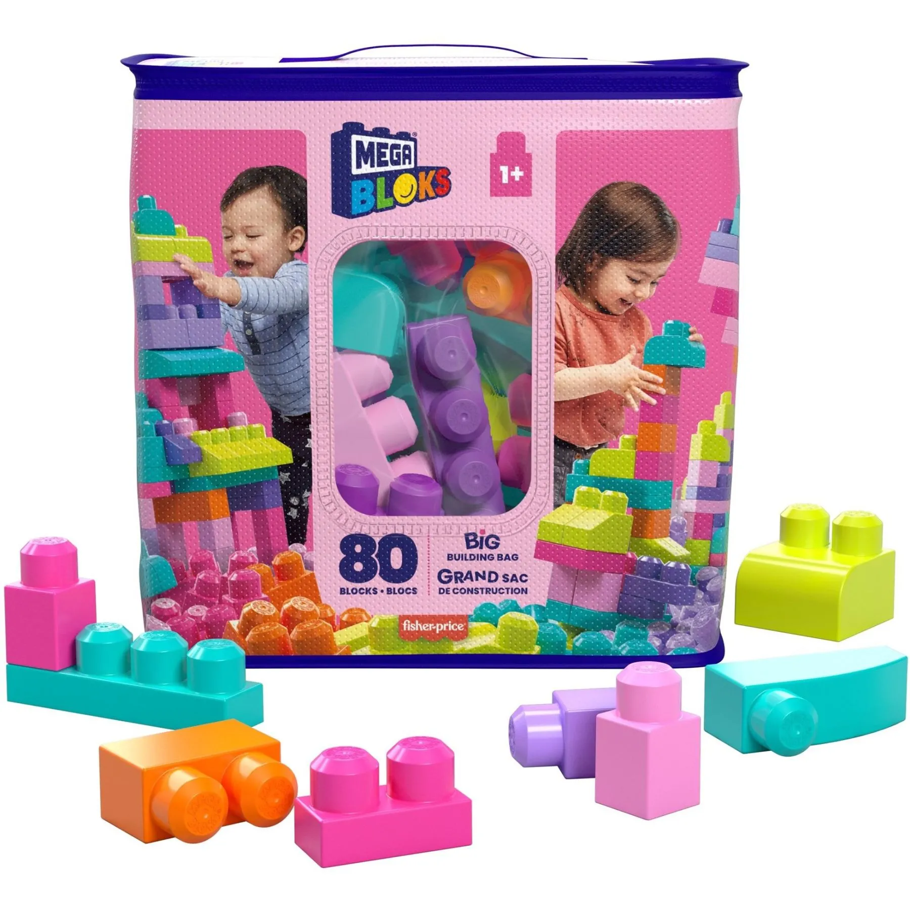 Конструктор рожевий у мішку &quot;Mega Bloks&quot; 80 деталей