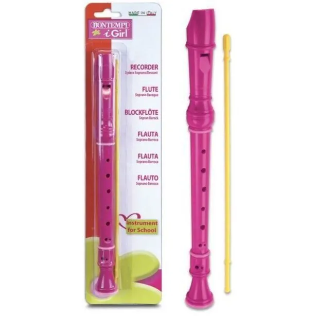 Блокфлейта з бароковою системою аплікатури рожева