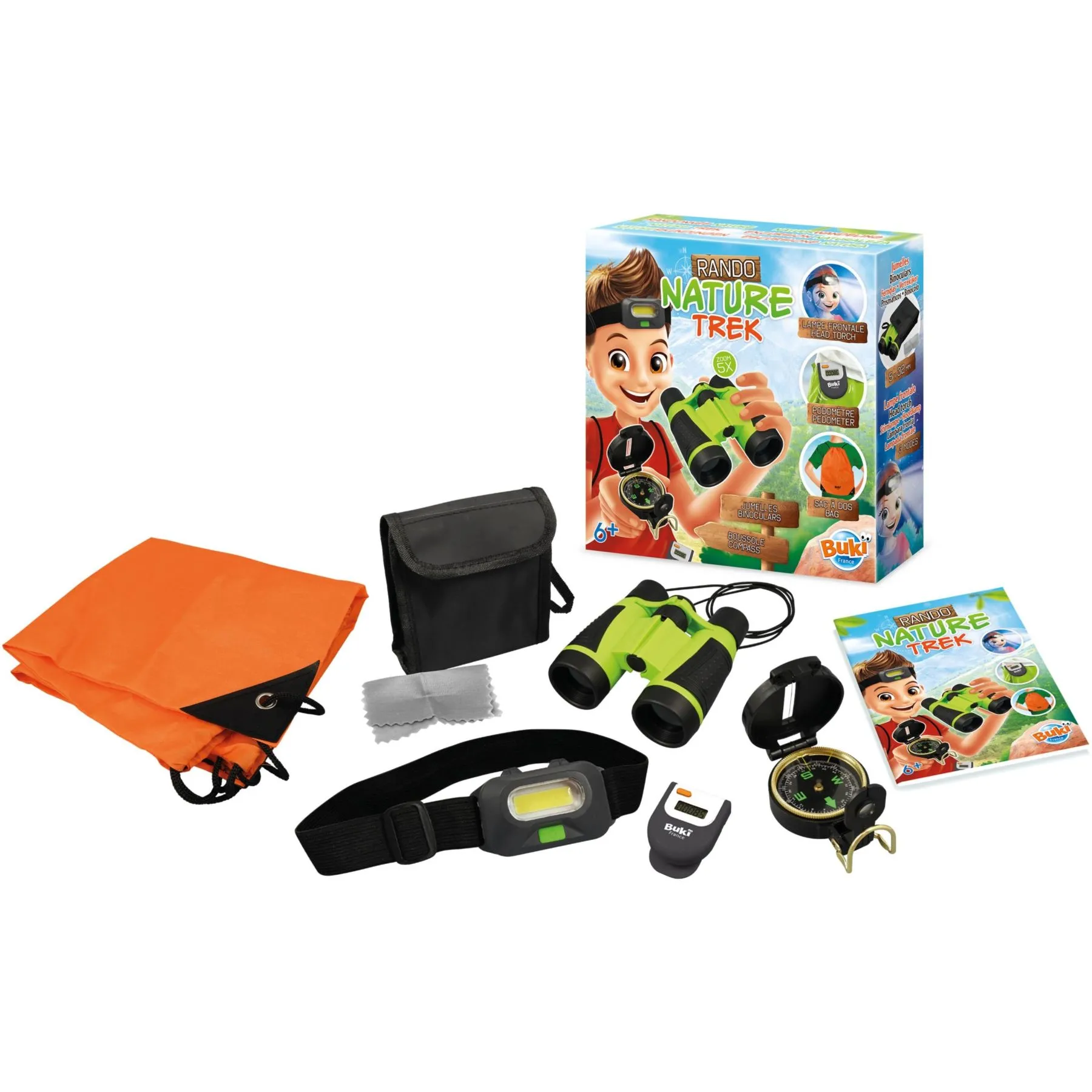 Дитячий набір для подорожей (бінокль, крокомір, налобний ліхтарик, компас, рюкзак)
