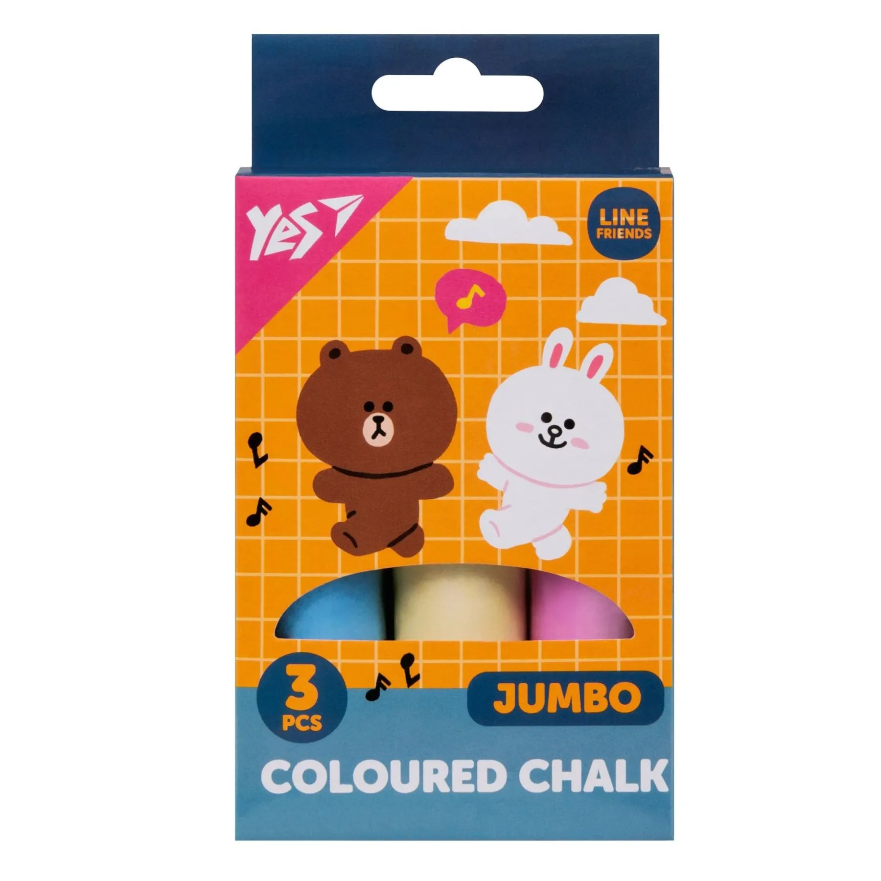 Крейда кольорова Yes &quot;Line Friends&quot;, 3 шт, JUMBO