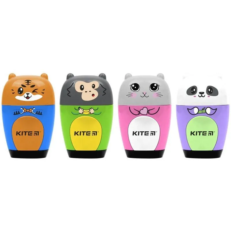 Точилка з контейнером та гумкою Jungle, асорті