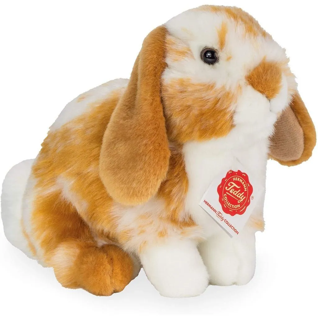 Іграшка м&#039;яка Кролик сидить світло-коричневий/білий цягровий 20 см