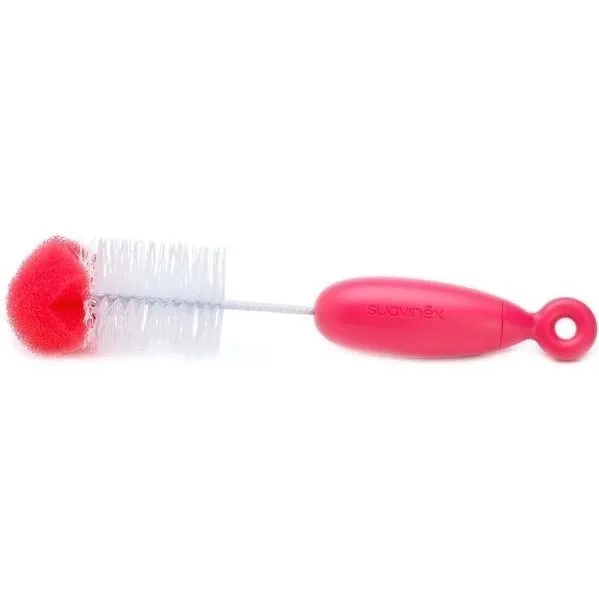 Щіточка 2в1 для миття пляшечок &quot;Suavinex&quot; червона