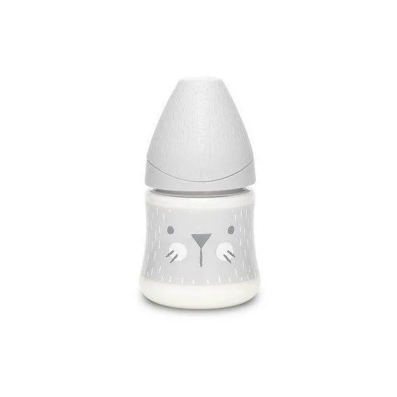 Пляшечка &quot;Hygge - Затишні історії&quot; 150 мл (кругла соска, повільний потік), сіра