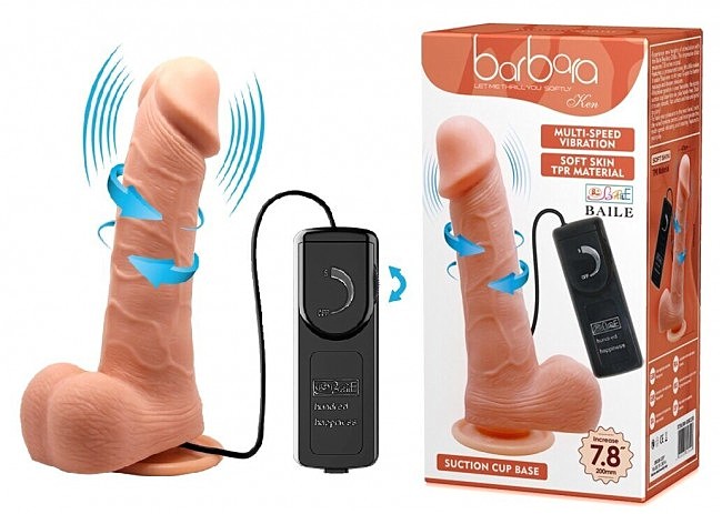 Вібратор на присосці з функцією ротації Barbara 7,8'' Ken Multi-Speed Vibrator, 20 х 4,7 см