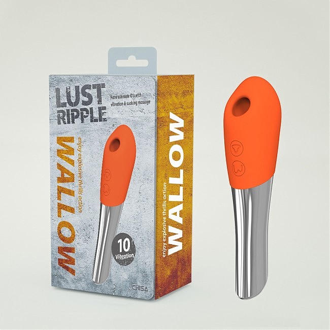 Двосторонній кліторальний вібратор з вакуумною стимуляцією Chisa Lust Ripple Wallow, помаранчево-сріблястий