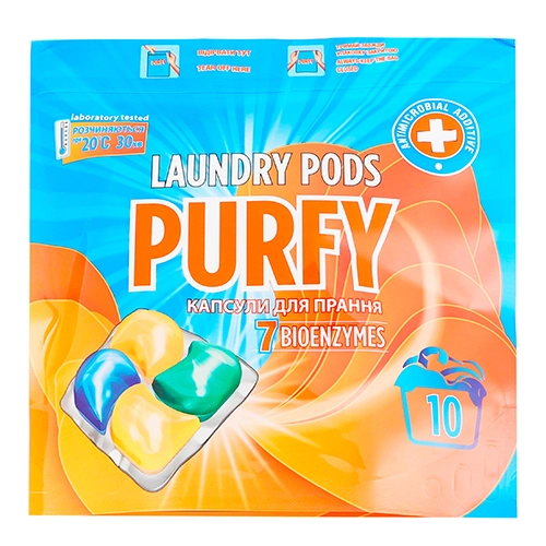 Засіб д.прання Purfy 10шт в капсулах