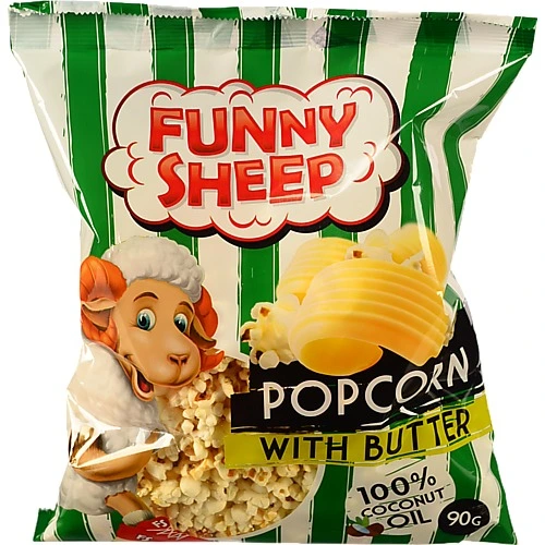 Попкорн солоний з ароматом вершкового масла Funny Sheep 90г