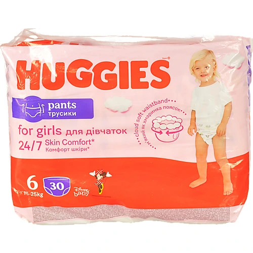 Трусики-підгузники Huggies 6 розмір 30шт Дівчатка