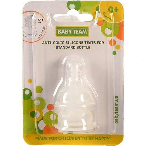 Соска силіконова антиколікова  BABY TEAM. 2шт. 0. арт.2010