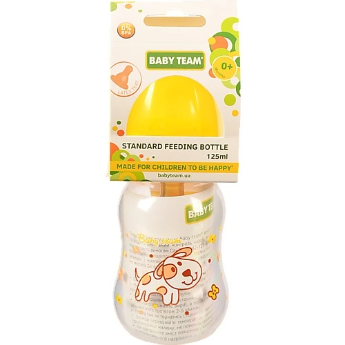 Пляшечка для годування для дітей від народження з латексною соскою 125мл 1300 Baby Team 1шт