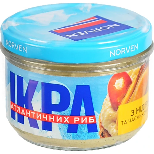 Ікра атлантичних риб з мідіями та часником в соусі Norven 160г