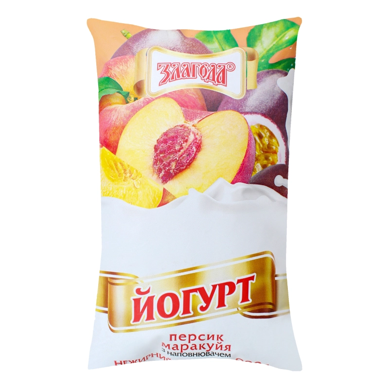 Йогурт нежирний з цукром Персик-маракуйя Злагода 900г