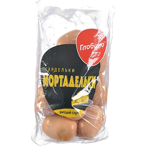 Сардельки Мортадельки Глобино, необгорнуті, вищого ґатунку