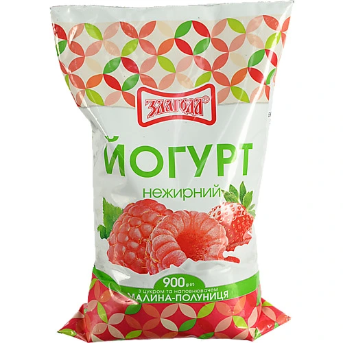 Йогурт Злагода Нежирний Малина-Полуниця 900мл