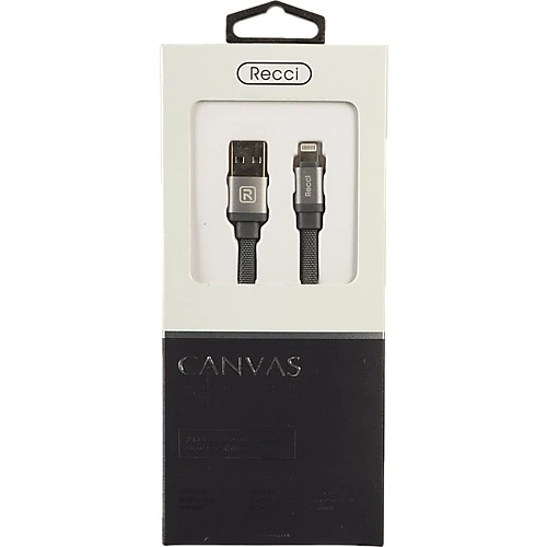 Кабель Lightning Recci RCL-Y100 Canvas. 1м темно-сірий