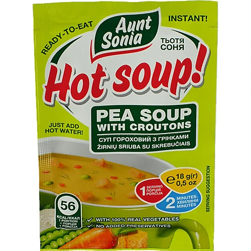 Суп швидкого приготування гороховий з грінками Тітка Соня 18г